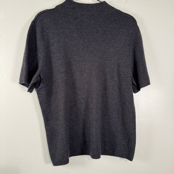 Pendleton Gray Merino Wool Mock Neck Sweater Womens Size 1X Short Sleeve Comfy - Picture 3 of 4